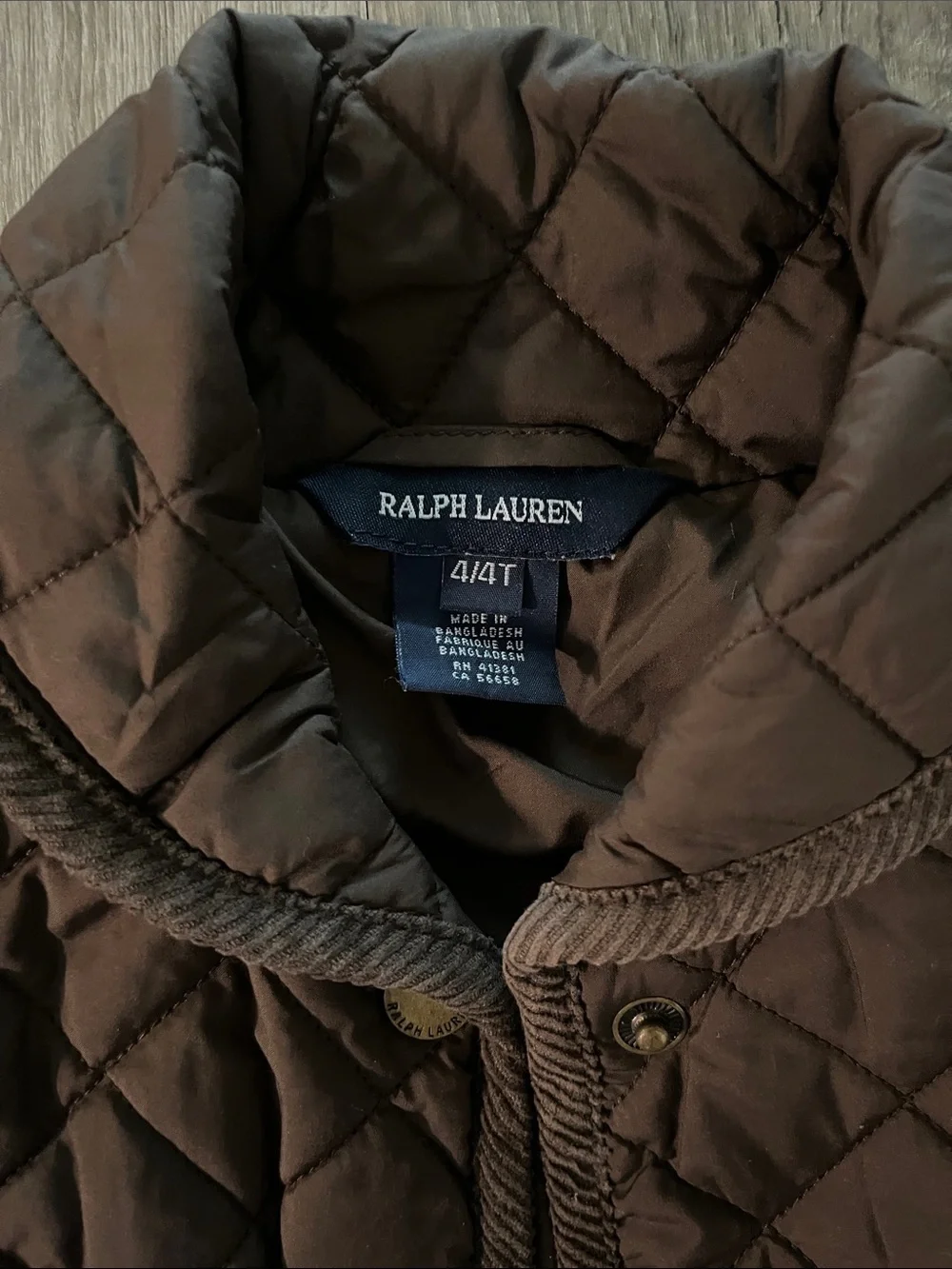 Ralph Lauren Girls Chocolate Brown Quilted Puffer Jacket